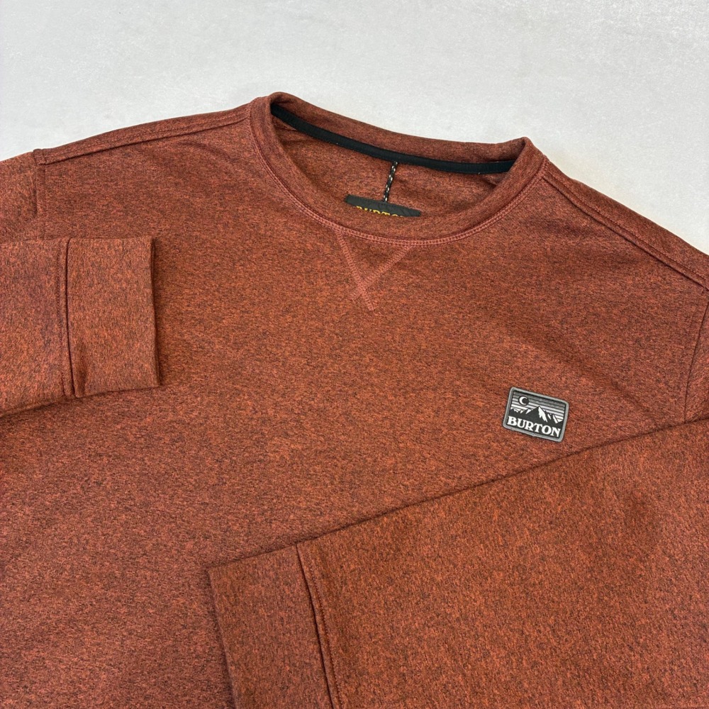 Burton Sweatshirt Mens Large Rust Orange Heather Durable Goods Fleece Crewneck